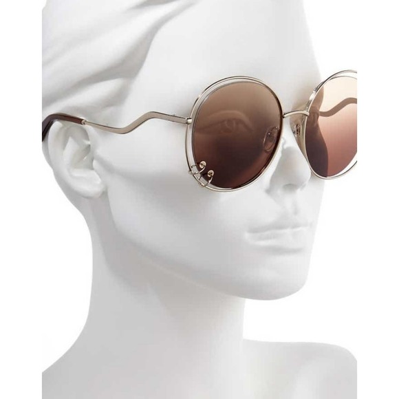 Chloe Wendy 59mm Round Pierced Sunglasses $495 New main image 8